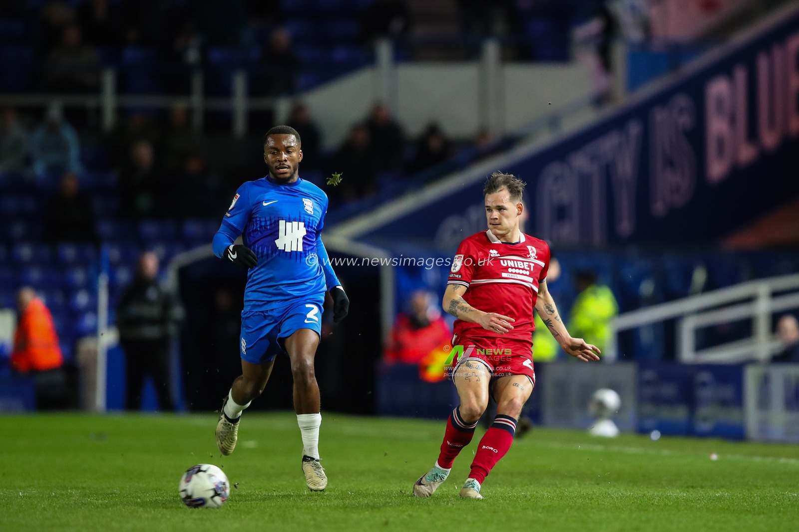 Lukas Engel of Middlesbrough passes the ball during the Sky Bet Championship match Birmingham City vs Middlesbrough at St Andrews, Birmingham, United Kingdom, 12th March 2024

(Photo by Gareth Evans/News Images)