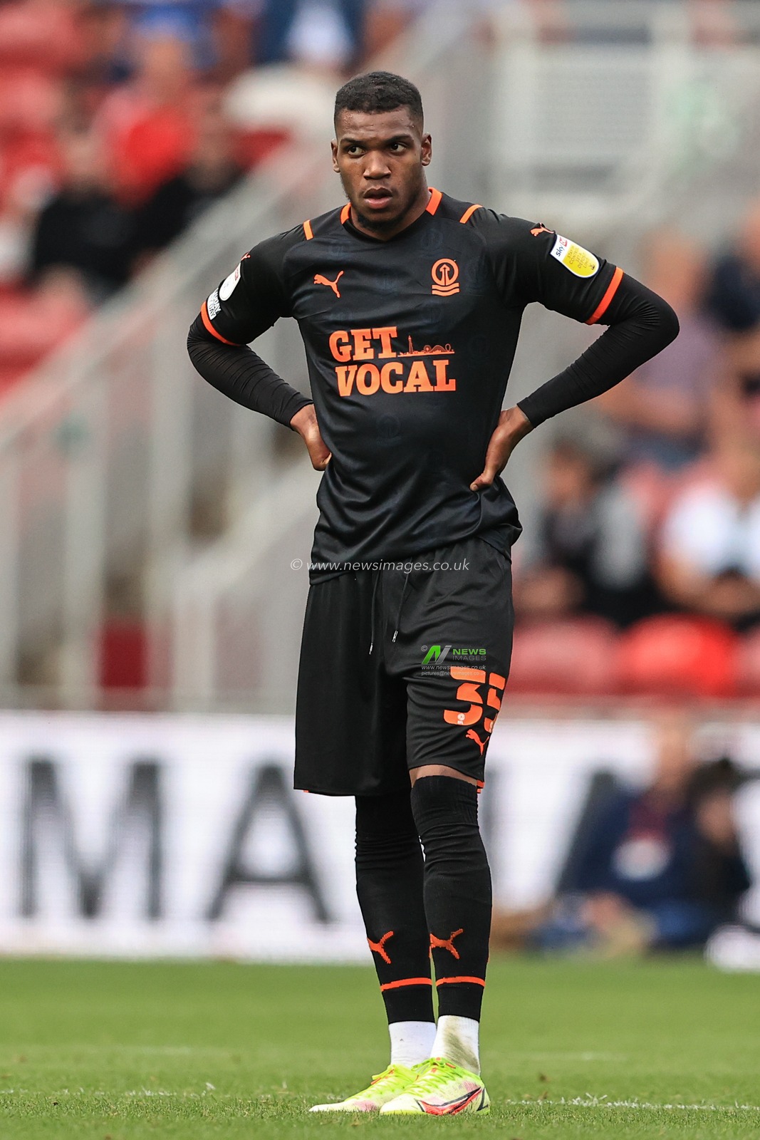 Dujon Sterling #35 of Blackpool during the game