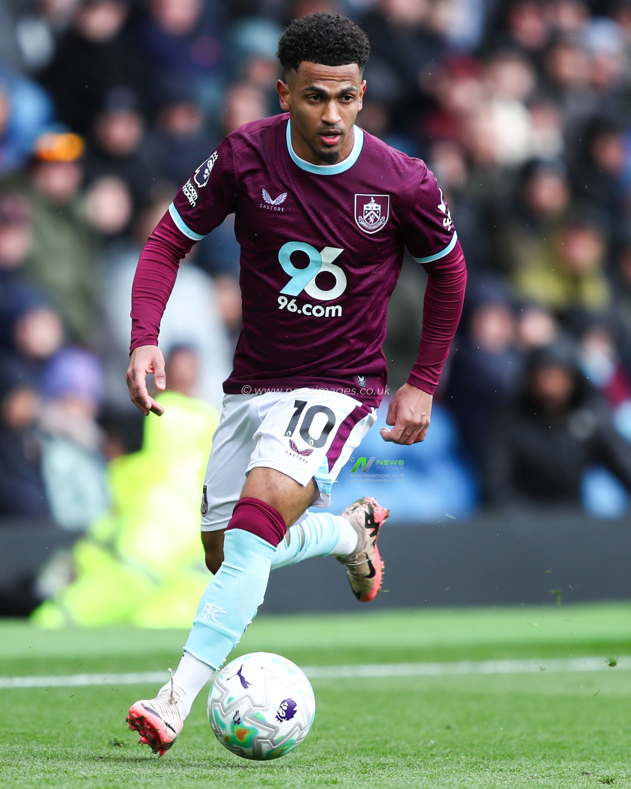 Marcus Edwards of Burnley with ball at his feet during the Premier League match Burnley vs Brighton & Hove Albion at Turf Moor, Burnley, United Kingdom on 11 April 2026

(Photo by Jorge Horsted/News Images)
