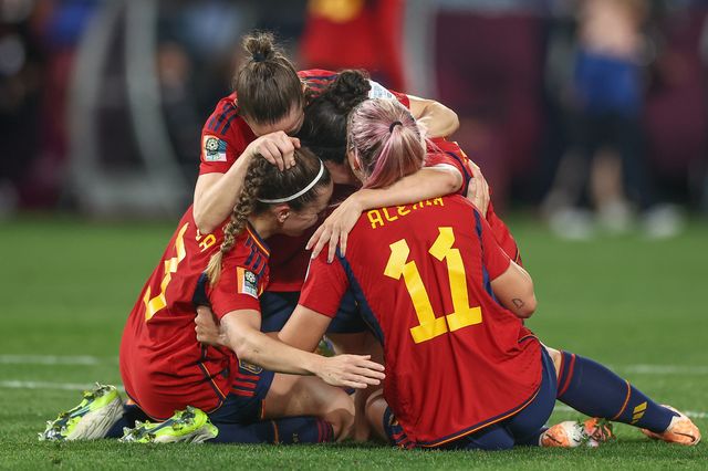 Spain players celebrate winning 1-0 during the FIFA Women's World Cup 2023 Final match Spain Women vs England Women at Stadium Australia, Sydney, Australia, 20th August 2023

(Photo by Patrick Hoelscher/News Images)