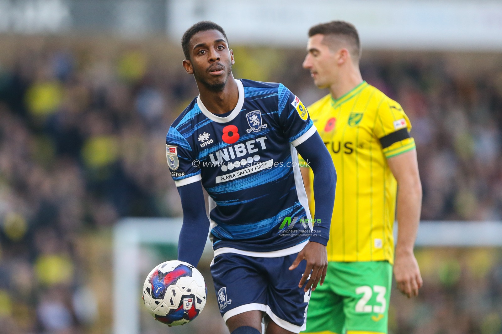 Isaiah Jones #2 of Middlesbrough during the Sky Bet Championship match Norwich City vs Middlesbrough at Carrow Road, Norwich, United Kingdom, 12th November 2022

(Photo by Arron Gent/News Images)