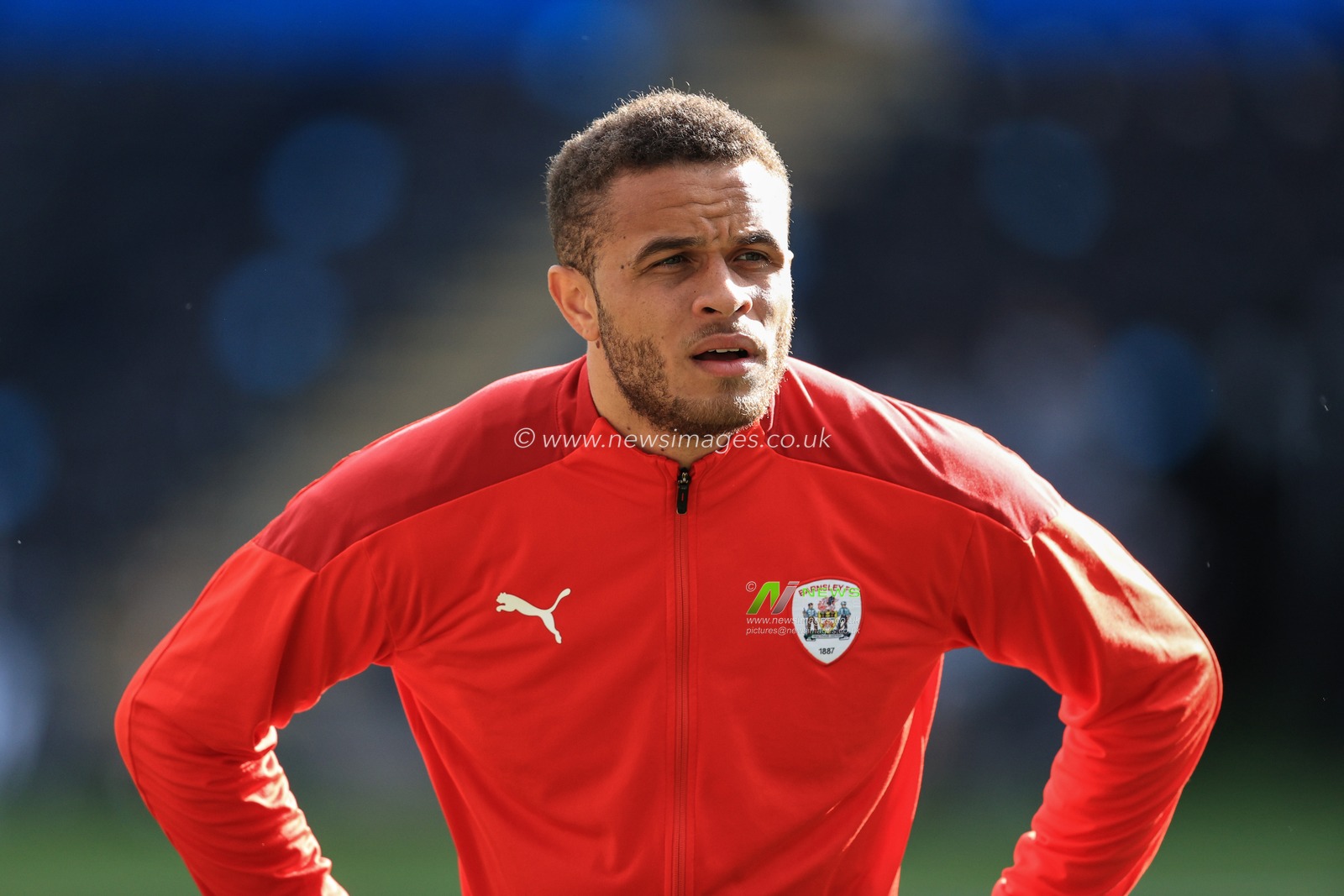 Carlton Morris #14 of Barnsley during the pre-game warmup