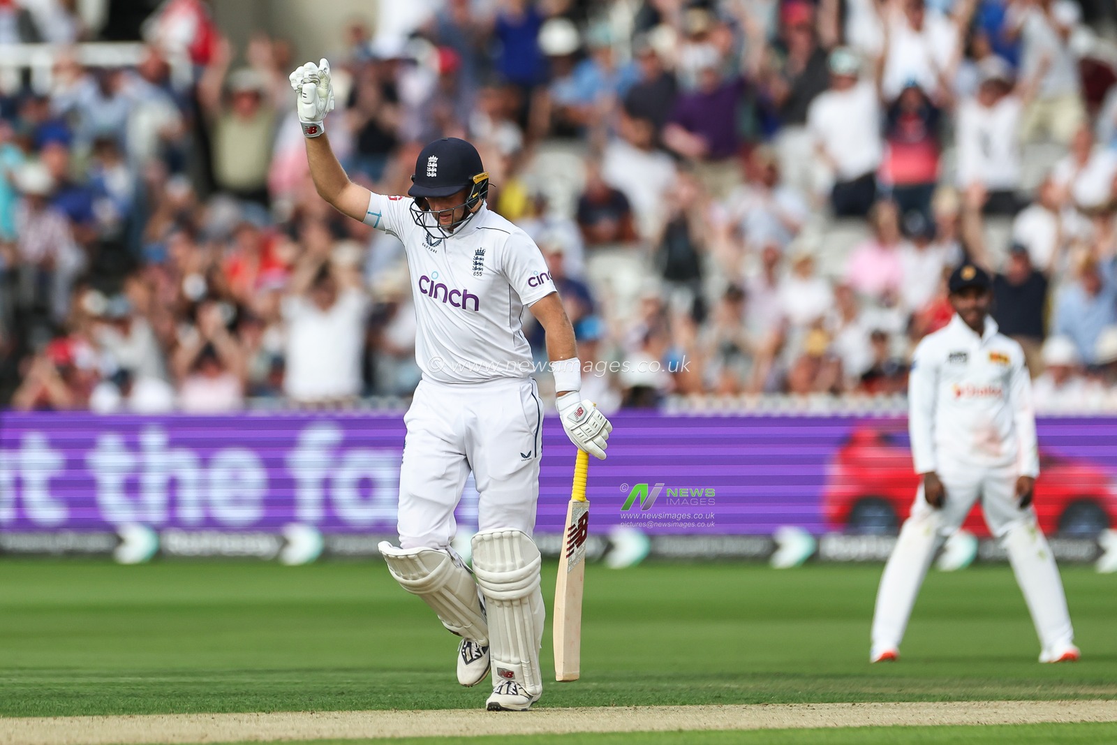 Joe Root of England celebrates a century (100 runs) during the England Men v Sri Lanka 2nd Rothesay Test Match Day 1 at Lords, London, United Kingdom, 29th August 2024

(Photo by Mark Cosgrove/News Images)