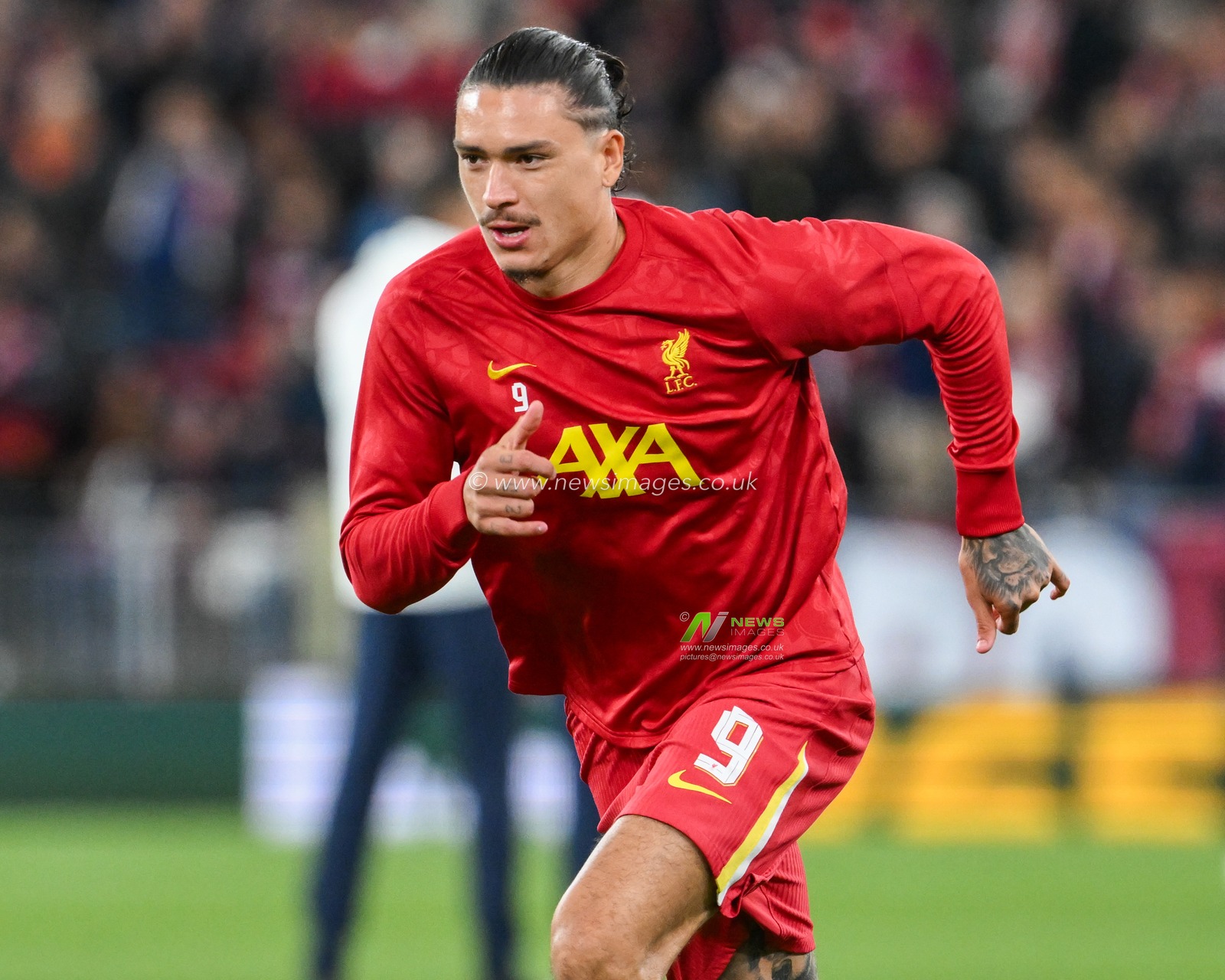 Darwin Nunez of Liverpool warms up prior to the UEFA Champions League  - League Stage match Liverpool vs Bologna at Anfield, Liverpool, United Kingdom, 2nd October 2024

(Photo by Craig Thomas/News Images)
