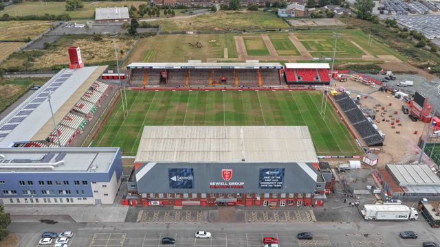 An aerial view of The Sewell Group Craven Park during the Betfred Super League Round 24 match Hull KR vs St Helens at Sewell Group Craven Park, Kingston upon Hull, United Kingdom, 29th August 2025

(Photo by Mark Cosgrove/News Images)