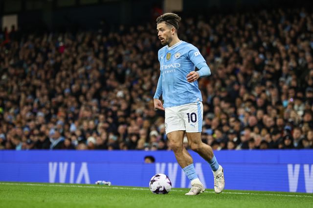 Jack Grealish of Manchester City in action during the Premier League match Manchester City vs Aston Villa at Etihad Stadium, Manchester, United Kingdom, 3rd April 2024

(Photo by Mark Cosgrove/News Images)