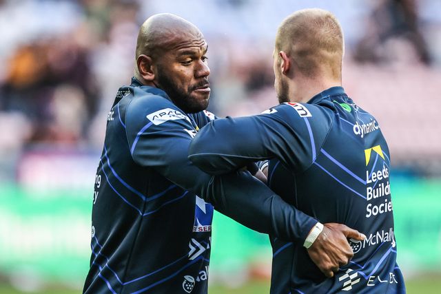 Maika Sivo of Leeds Rhinos in the pre-game warm up during the Betfred Super League round 11 match Wigan Warriors vs Leeds Rhinos at The Brick Community Stadium, Wigan, United Kingdom on 15 May 2026

(Photo by Alfie Cosgrove/News Images)