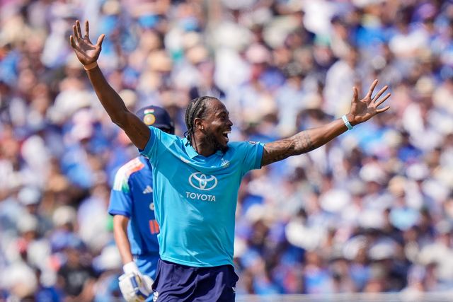 Jofra Archer of England celebrates taking the wicket of Virat Kohli of India during the 1st Metro Bank ODI match England vs India at Edgbaston, Birmingham, United Kingdom on 14 July 2026

(Photo by Maynard Manyowa/News Images)