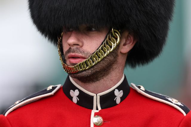 A The King's Guard in attendance for the Grand National winners presentation during the Randox Grand National Day 2024 at Aintree Racecourse, Liverpool, United Kingdom, 13th April 2024

(Photo by Mark Cosgrove/News Images)