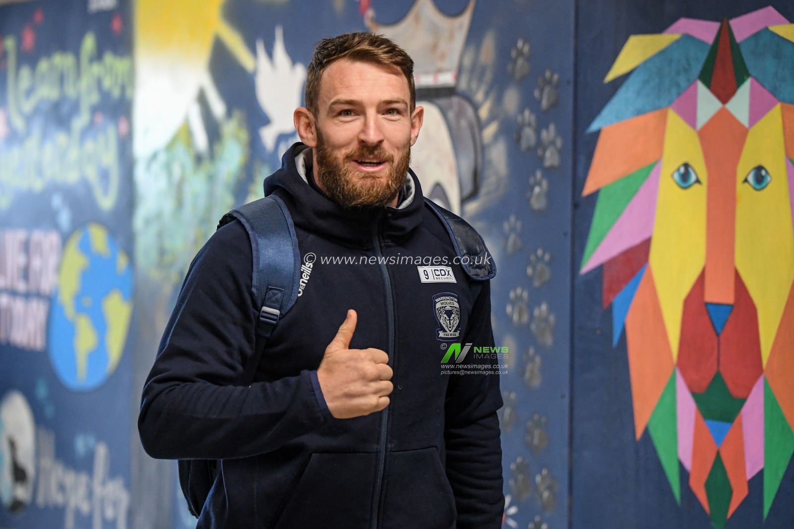 Daryl Clark #9 of Warrington Wolves arrives at the Halliwell Jones Stadium for the game against Huddersfield Giants