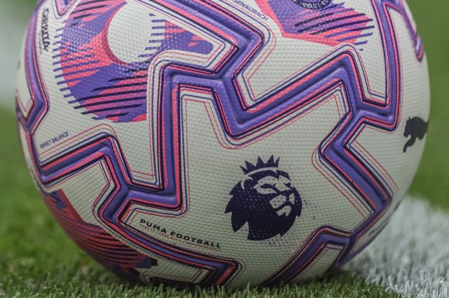 Premier League badge on the official Puma football match ball during the Pre-season friendly match Everton vs A.S. Roma at Hill Dickinson Stadium, Liverpool, United Kingdom, 9th August 2025

(Photo by Mark Cosgrove/News Images)