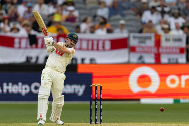 Travis Head of Australia plays a pull shot during the NRMA Insurance Ashes First Test Day 2 Australia vs England at Optus Stadium, Perth, Australia, 22nd November 2025

(Photo by Santanu Banik/News Images)

*** GER AUT SUI OUT ***