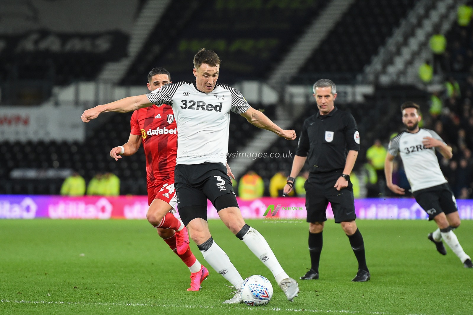 21st February 2020, Pride Park Stadium, Derby, England; Sky Bet Championship, Derby County v Fulham : Craig Forsyth (3) of Derby County shoots at goal