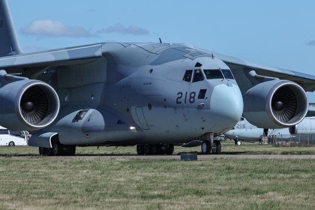 Kawasaki C-2 transporter leaves as The Japan Air Self-Defense Force (JASDF) has successfully competes the first fighter aircraft deployment to Europe in its 71-year history, as they join the United Kingdom’s Royal Air Force as they arrive at RAF Coningsby as part of the "Atlantic Eagles" mission. This landmark achievement strengthens defence cooperation between the United Kingdom and Japan whilst demonstrating the interconnected nature of global security at RAF Coningsby, Coningsby, United Kingdom, 22nd September 2025

(Photo by Mark Cosgrove/News Images)
