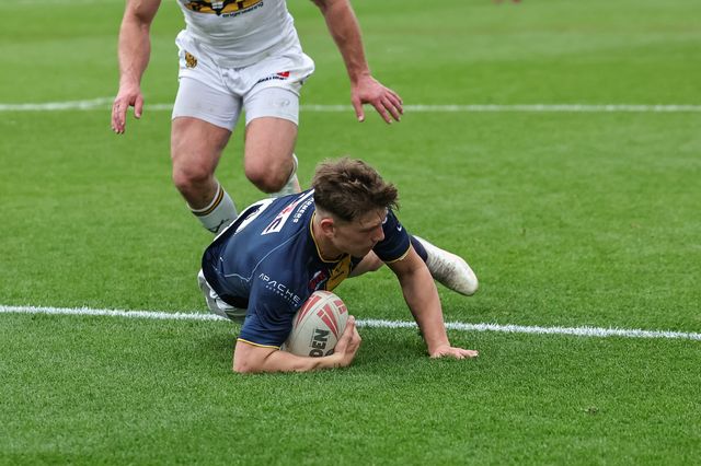 Joe Diskin of Leeds Rhinos Reserves goes over for a try during the Rugby League Reserves match Leeds Rhinos Reserves vs Castleford Tigers Reserves at AMT Headingley Stadium, Leeds, United Kingdom on 22 May 2026

(Photo by Mark Cosgrove/News Images)