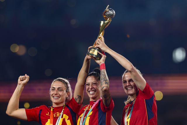 Spanish players celebrate winning the World Cup during the FIFA Women's World Cup 2023 Final match Spain Women vs England Women at Stadium Australia, Sydney, Australia, 20th August 2023

(Photo by Patrick Hoelscher/News Images)