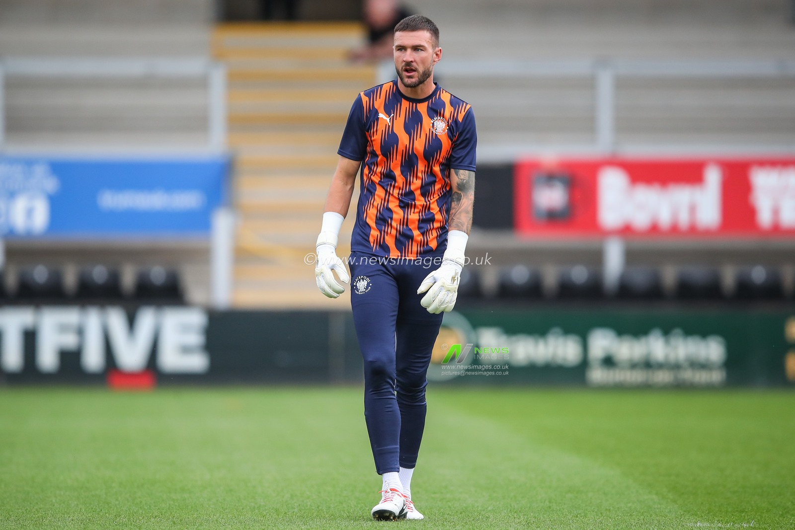 Richard O'Donnell of Blackpool during the pre-game warm up ahead of the Carabao Cup match Burton Albion vs Blackpool at Pirelli Stadium, Burton upon Trent, United Kingdom, 13th August 2024

(Photo by Gareth Evans/News Images)