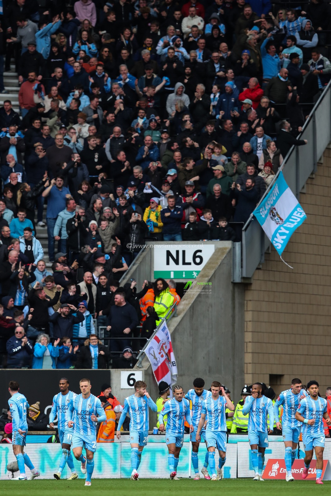 Ellis Simms of Coventry City celebrates his goal to make it 0-1 during the Emirates FA Cup Quarter- Final match Wolverhampton Wanderers vs Coventry City at Molineux, Wolverhampton, United Kingdom, 16th March 2024

(Photo by Gareth Evans/News Images)