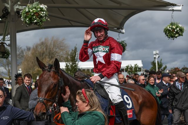 Brighterdaysahead ridden by Jack Kennedy and trained by Gordon Elliott wins the 13:55 Turners Mersey Novices' Hurdle during the Randox Grand National Day 2024 at Aintree Racecourse, Liverpool, United Kingdom, 13th April 2024

(Photo by Mark Cosgrove/News Images)