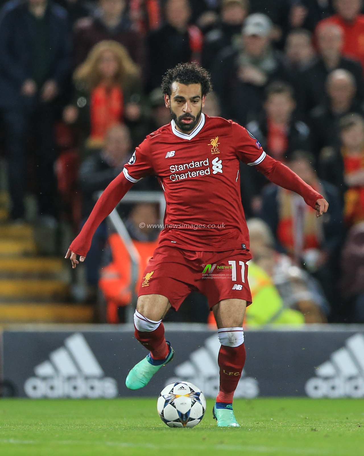 24th April 2018 , Anfield, Liverpool, England; UAFA Champions League Semi Final, first leg, Liverpool v Roma ; Mohamed Salah of Liverpool