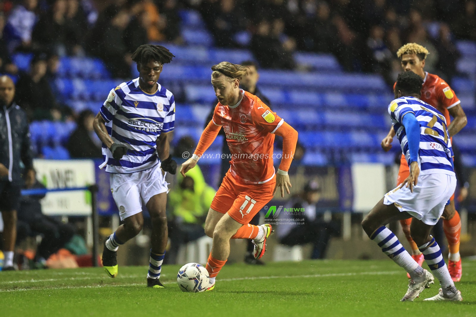 Josh Bowler #11 of Blackpool breaks