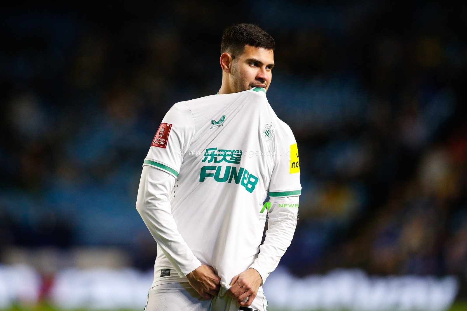 Bruno GuimarÃ£es #39 of Newcastle United reacts during the Emirates FA Cup Third Round match Sheffield Wednesday vs Newcastle United at Hillsborough, Sheffield, United Kingdom, 7th January 2023

(Photo by Ben Early/News Images)