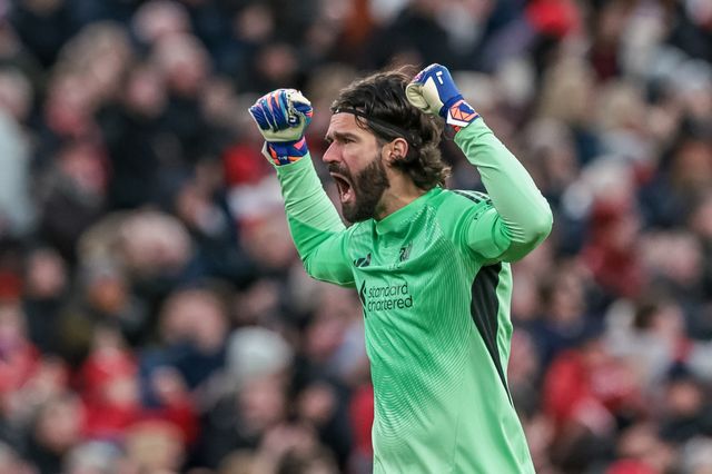 Alisson Becker of Liverpool celebrates the goal of Florian Wirtz during the Premier League match Liverpool vs Wolverhampton Wanderers at Anfield, Liverpool, United Kingdom, 27th December 2025

(Photo by Mark Cosgrove/News Images)

*** GER AUT SUI OUT ***