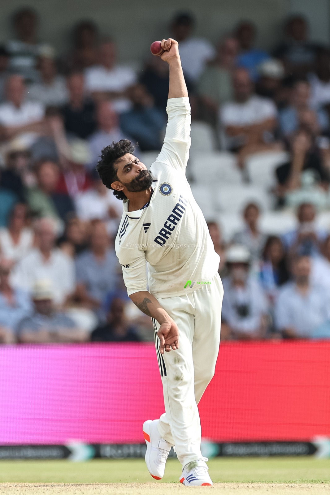 Ravindra Jadeja of India delivers the ball during the 1st Rothesay Test Match Day 2 England vs India at Headingley Cricket Ground, Leeds, United Kingdom, 21st June 2025

(Photo by Mark Cosgrove/News Images)