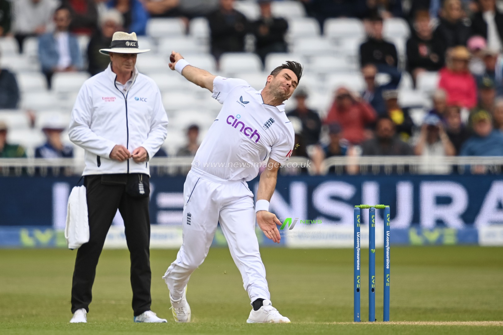 James Anderson of England delivers the ball