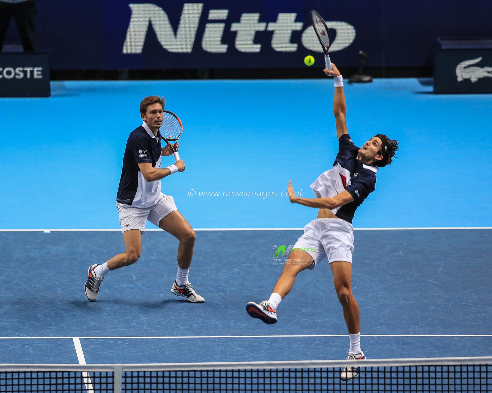 18th November 2018, The O2 , London, England;  Nitto ATP World Tour Finals;  Pierre-Hugues Herbert of France partner of Nicolas Mahut of France in action during their match against Mike Bryan and Jack Sock of USA


Credit: Romena Fogliati/News Images