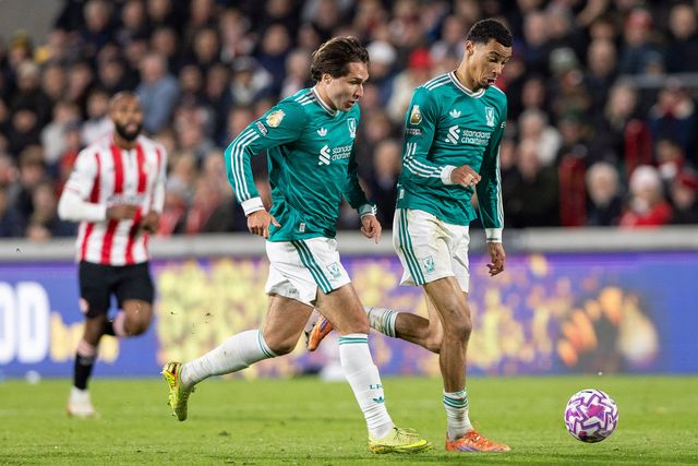 Federico Chiesa of Liverpool and Hugo Ekitiké of Liverpool attack during the Premier League match Brentford vs Liverpool at The Gtech Community Stadium, London, United Kingdom, 25th October 2025

(Photo by Ian Stephen/News Images)