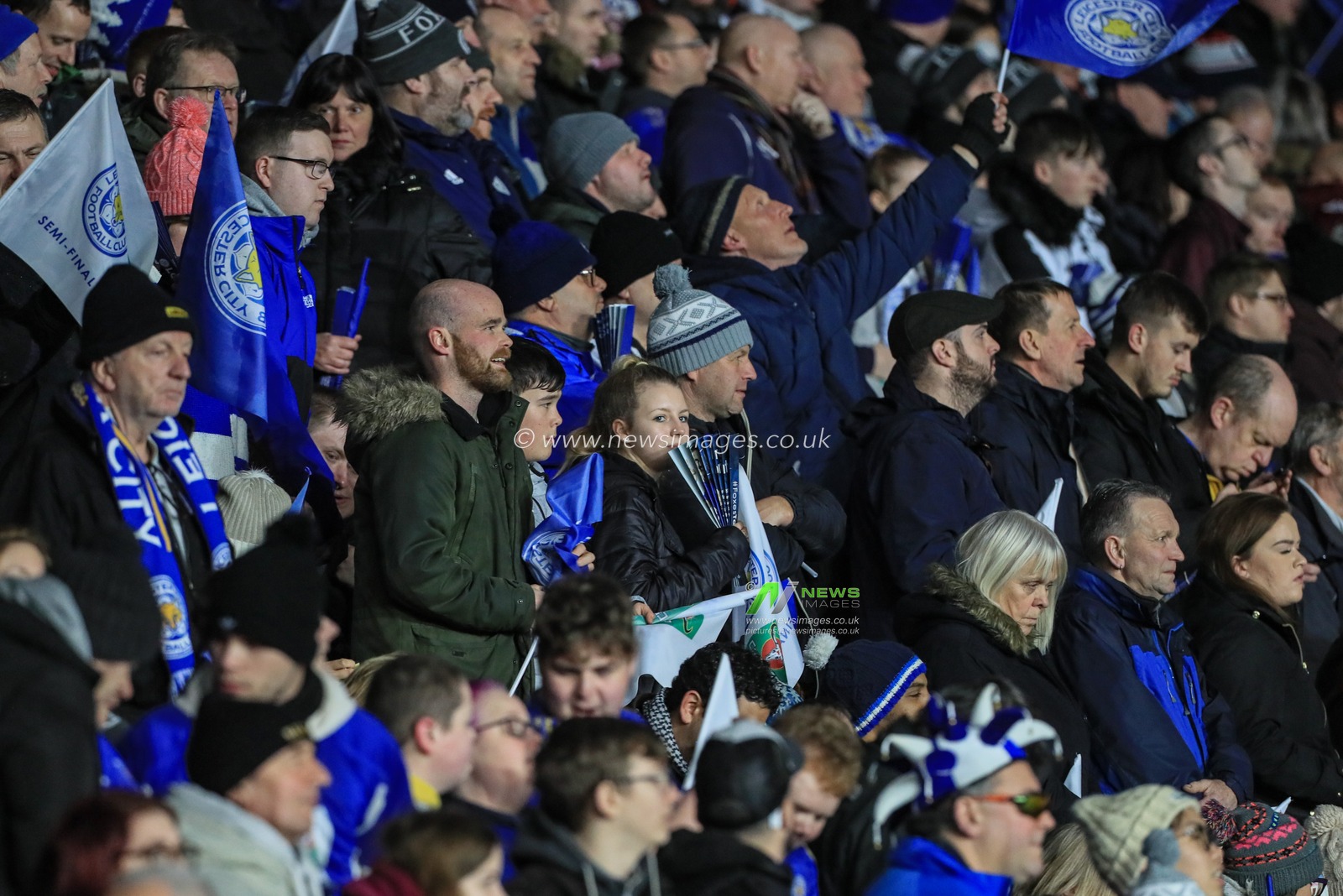 8th January 2020, King Power Stadium, Leicester, England; Carabao Cup, Semi-final,  Leicester City v Aston Villa : Leicester fans before kick-off 

Credit: Mark Cosgrove/News Images
