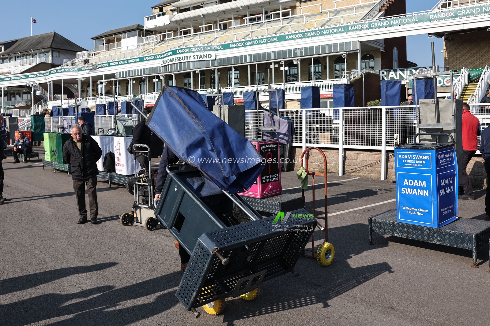 Bookmakers prepare their stands for a day of racing during the Randox Grand National 2025 Day 1 Opening Day at Aintree Racecourse, Liverpool, United Kingdom, 3rd April 2025

(Photo by Mark Cosgrove/News Images).