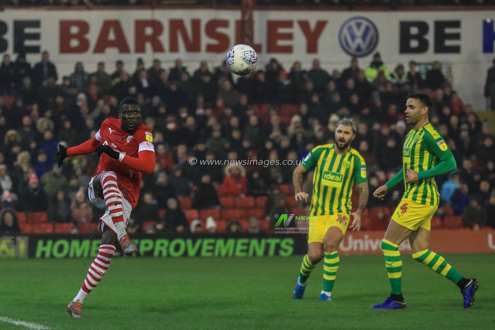 26th December 2019, Oakwell, Barnsley, England; Sky Bet Championship, Barnsley v West Bromwich Albion : Bambo Diaby (5) of Barnsley clears the ball 

Credit: Mark Cosgrove/News Images