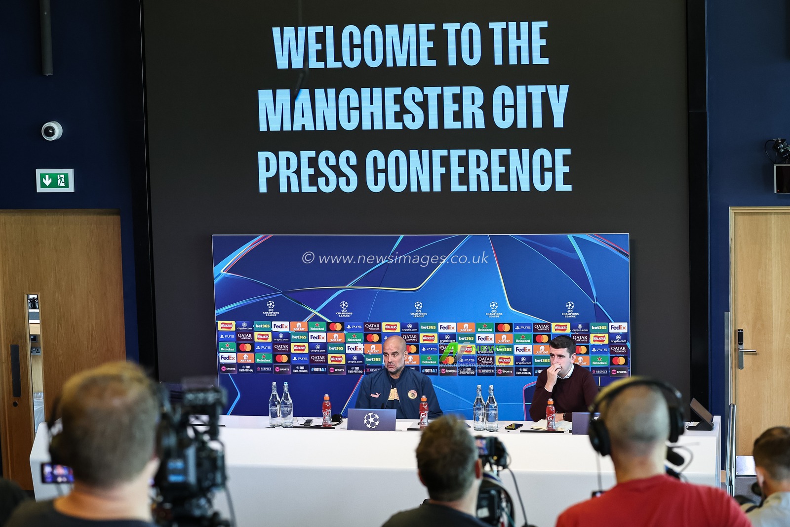 Pep Guardiola manager of Manchester City speaks in the pre-match press conference during the UEFA Champions League Manchester City v Inter Milan Press conference at Etihad Stadium, Manchester, United Kingdom, 17th September 2024

(Photo by Mark Cosgrove/News Images)