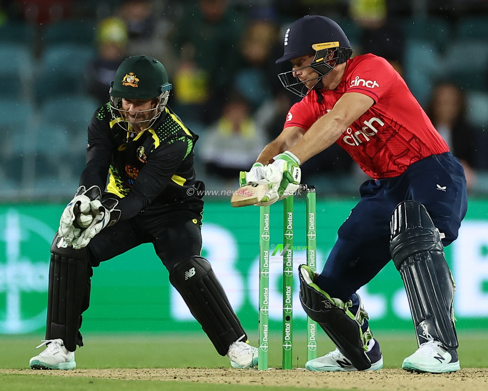 Jos Buttler (c) of England is seen during the Dettol T20I Series 3 of 3 Australia vs England at Manuka Oval, Canberra, Australia, 14th October 2022

(Photo by Patrick Hoelscher/News Images)