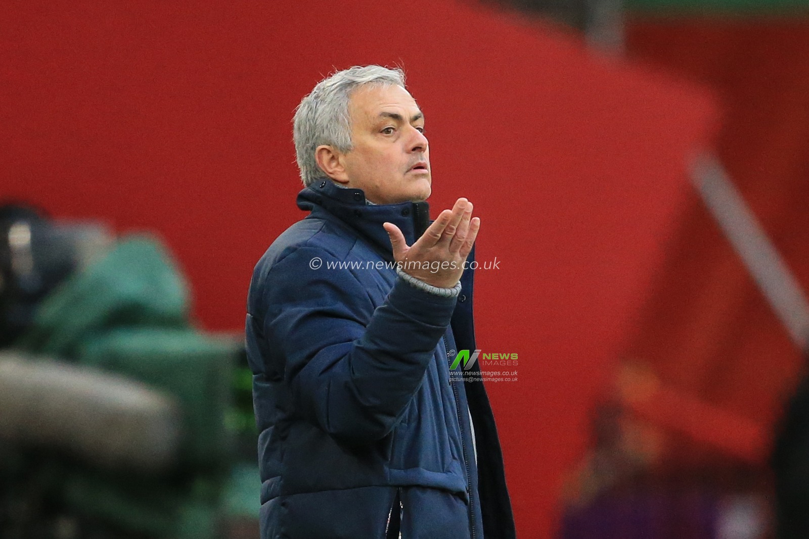 JosÃ© Mourinho manager of Tottenham Hotspur reacts during the game