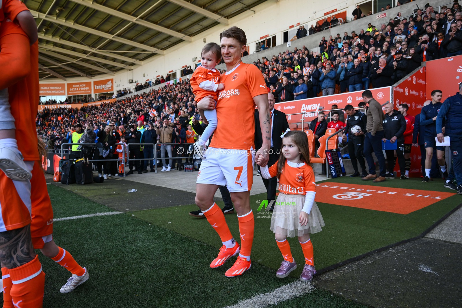 Mascots come out with the players ahead of the Sky Bet League 1 match Blackpool vs Barnsley at Bloomfield Road, Blackpool, United Kingdom, 20th April 2024

(Photo by Craig Thomas/News Images)