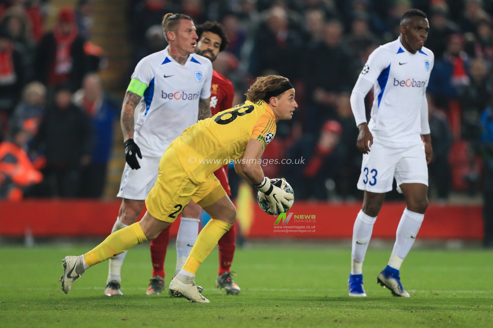 5th November 2019, Anfield, Liverpool, England; UEFA Champions League, Liverpool v KRC Genk : Gaetan Coucke (28) of KRC Genk 

Credit: Mark Cosgrove/News Images