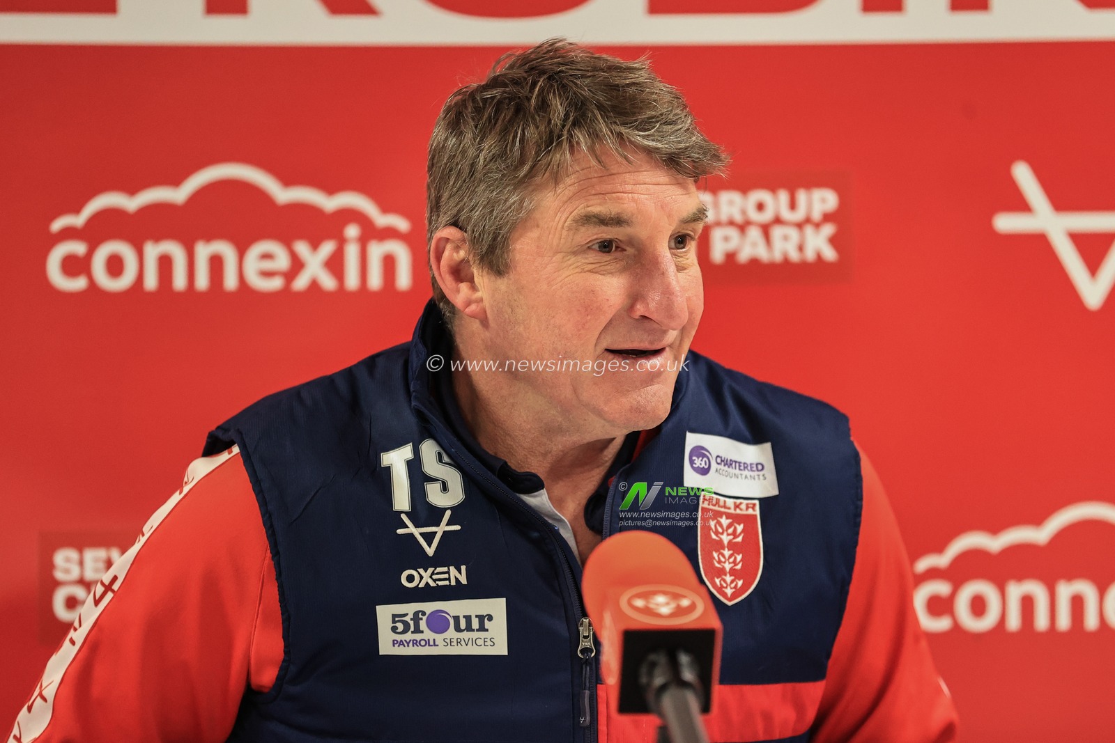 Tony Smith Head Coach of Hull KR speaks to the press after Hull KR lose 10-24 to Wigan