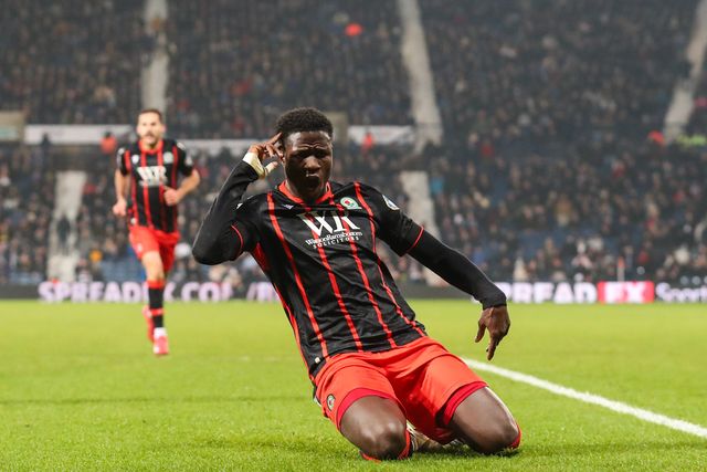 Makhtar Gueye of Blackburn Rovers celebrates his goal to make it 0-2 during the Sky Bet Championship match West Bromwich Albion vs Blackburn Rovers at The Hawthorns, West Bromwich, United Kingdom, 12th February 2025

(Photo by Gareth Evans/News Images)