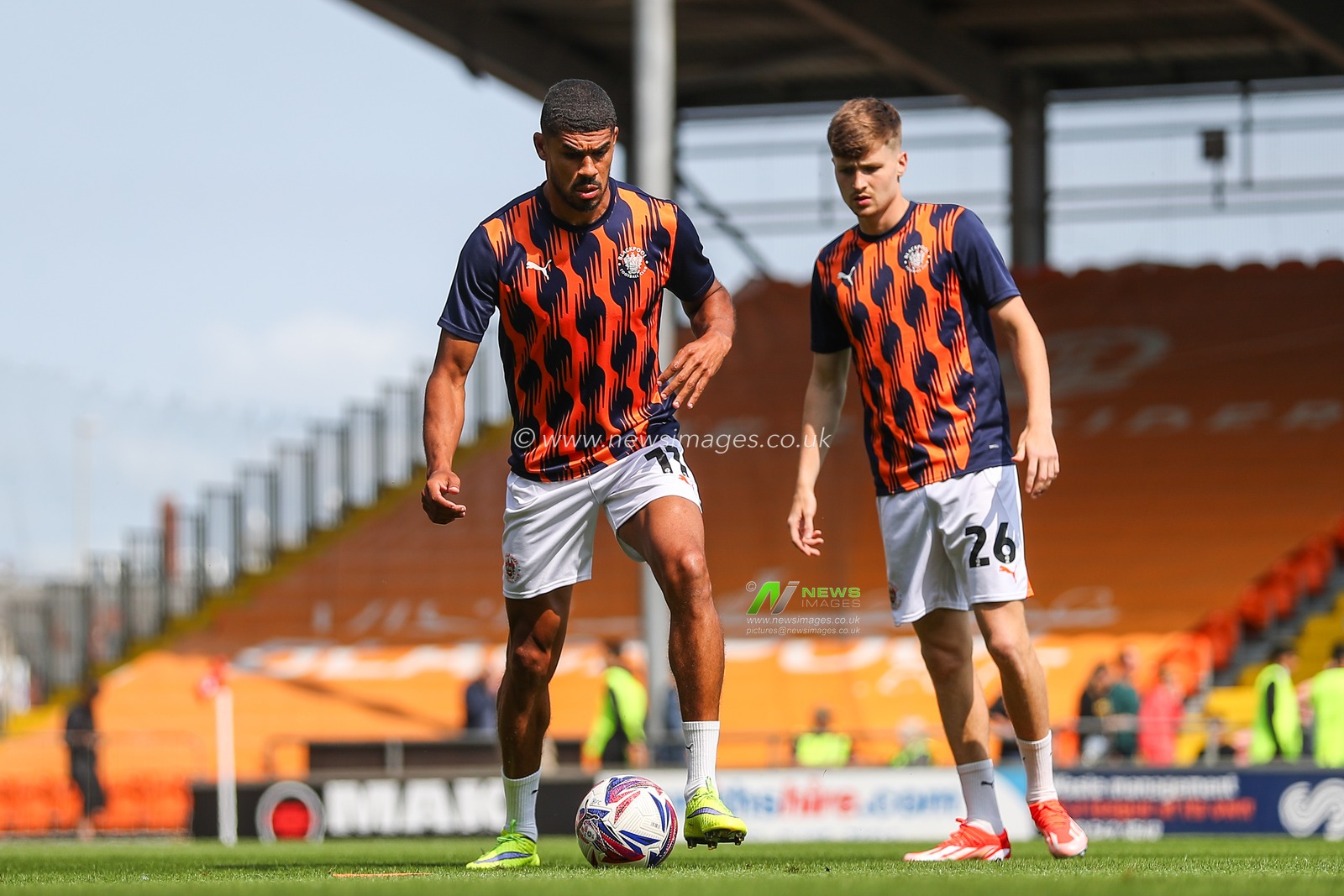 Ashley Fletcher of Blackpool during the pre-game warm up ahead of the Sky Bet League 1 match Blackpool vs Stockport County at Bloomfield Road, Blackpool, United Kingdom, 17th August 2024

(Photo by Gareth Evans/News Images)