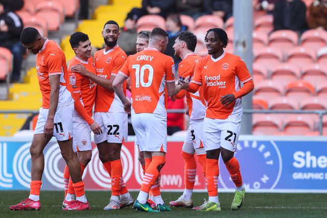 Niall Ennis of Blackpool celebrates his goal to make it 2-0 during the Sky Bet League 1 match Blackpool vs Crawley Town at Bloomfield Road, Blackpool, United Kingdom, 22nd February 2025

(Photo by Gareth Evans/News Images)