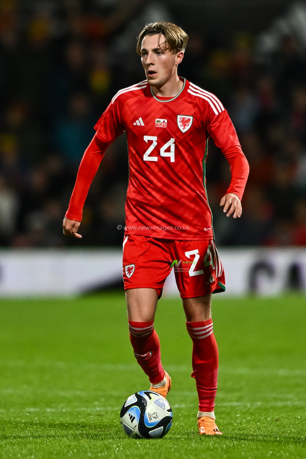 Charlie Savage of Wales in action during the International Friendly match Wales vs Gibraltar at SToK Cae Ras, Wrexham, United Kingdom, 11th October 2023

(Photo by Craig Thomas/News Images)