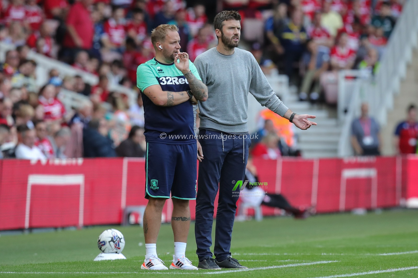 Michael Carrick manager of Middlesbrough gestures and reacts during the Sky Bet Championship match Middlesbrough vs Queens Park Rangers at Riverside Stadium, Middlesbrough, United Kingdom, 2nd September 2023

(Photo by James Heaton/News Images)