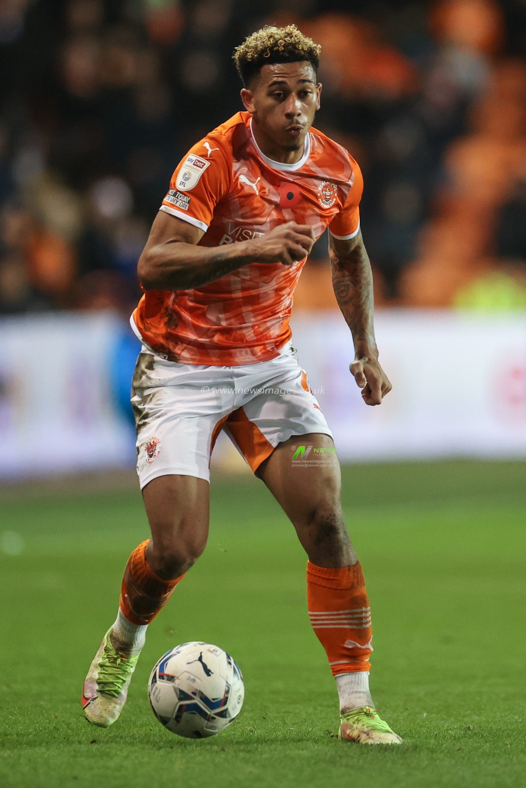 Jordan Gabriel #4 of Blackpool during the game