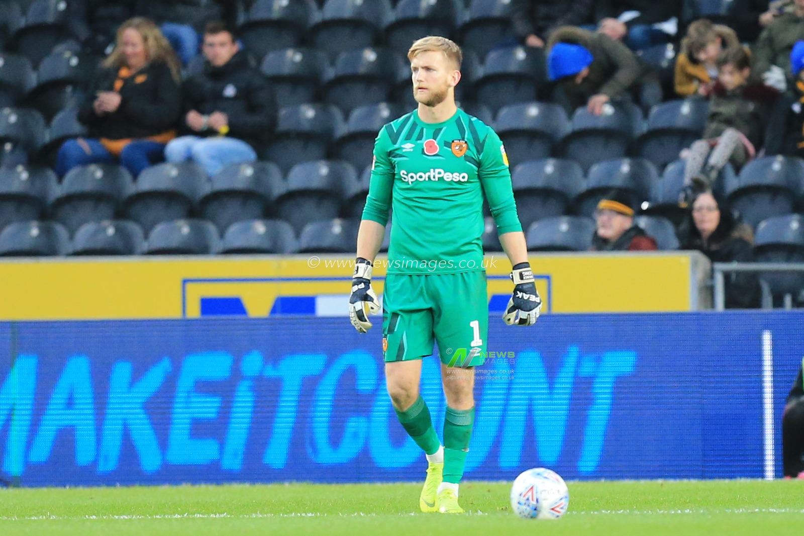 9th November 2019, KC Stadium, Kingston upon Hull, England; Sky Bet Championship, Hull City v West Bromwich Albion : match image George Long  (1) of Hull City 

Credit: David Greaves/News Images
