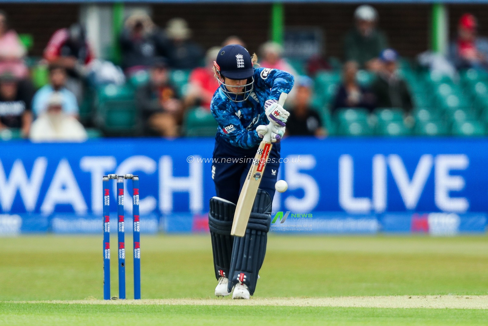 Tammy Beaumont of England Women hits the ball for four runs during the 2nd Metro Bank ODI Day International England Women v West Indies Women at Uptonsteel County Ground, Leicester, United Kingdom, 4th June 2025

(Photo by Izzy Poles/News Images)