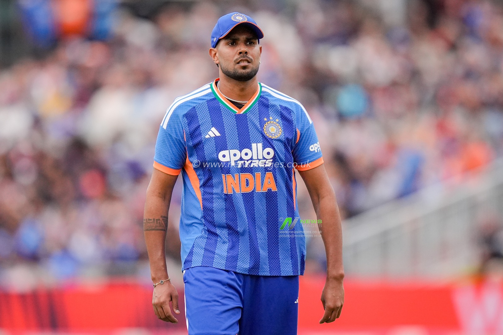 Harshit Rana of India during the Second Vitality T20 International match England vs India at Old Trafford, Manchester, United Kingdom on 04 July 2026

(Photo by Maynard Manyowa/News Images)