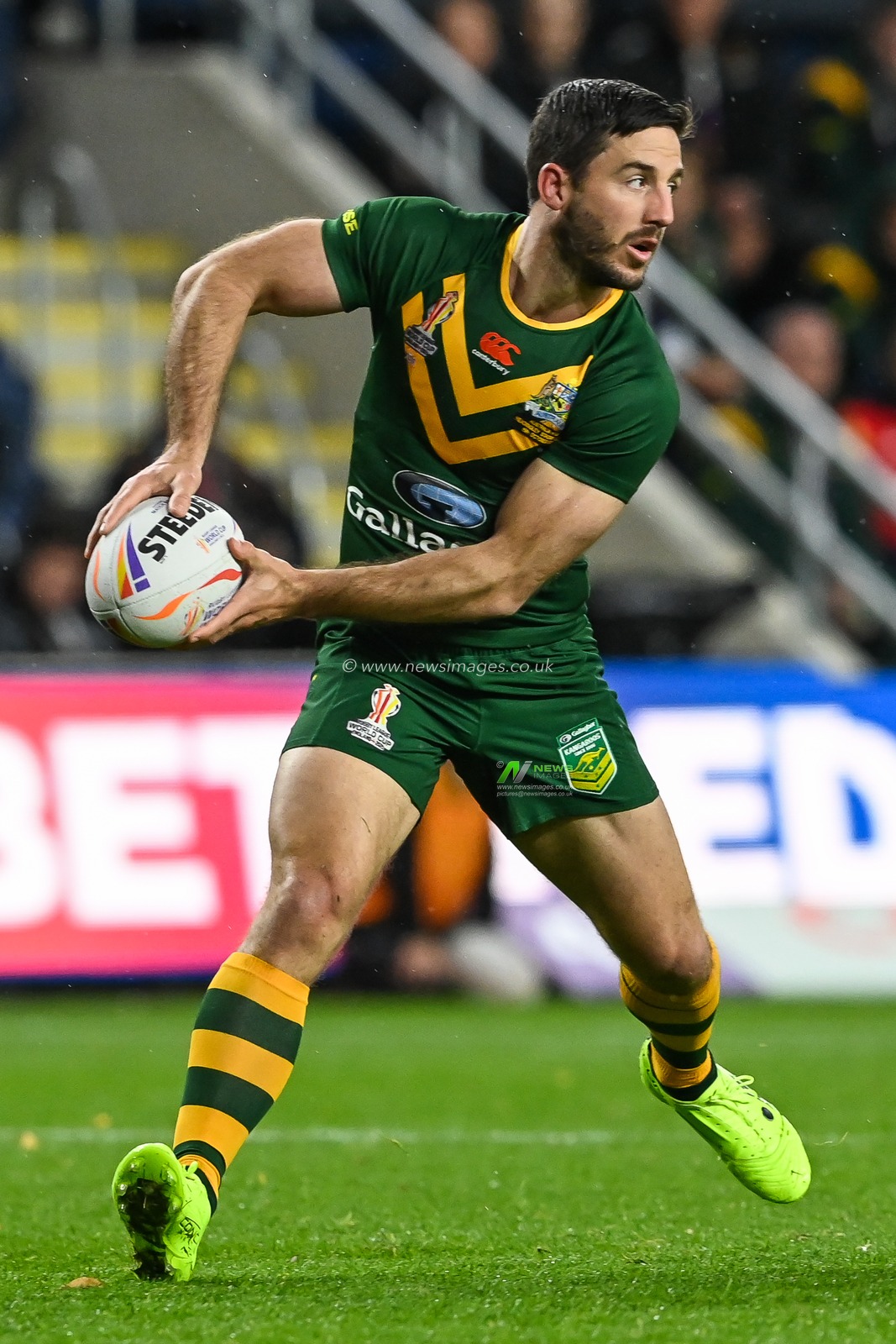 Ben Hunt of Australia in action during the Rugby League World Cup 2021 match Australia vs Fiji at Headingley Stadium, Leeds, United Kingdom, 15th October 2022

(Photo by Craig Thomas/News Images)